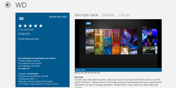 App WD para ficheiros video em W8