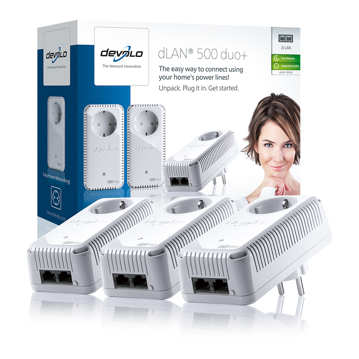 Devolo nova gama Power Line com 500Mbps 8 packshot dlan 500 duo plus eu nk packshot