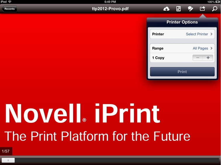 Novell iPrint permite aos utilizadores imprimir onde quer que estejam