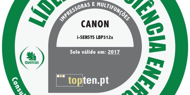 Selo Topten da Quercus atribuido a 33 impressoras Canon