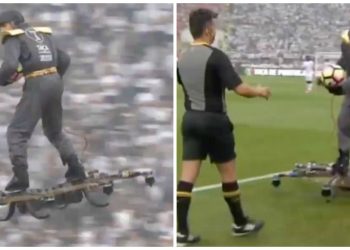 Homem voou num drone para entregar a bola da taça de Portugal