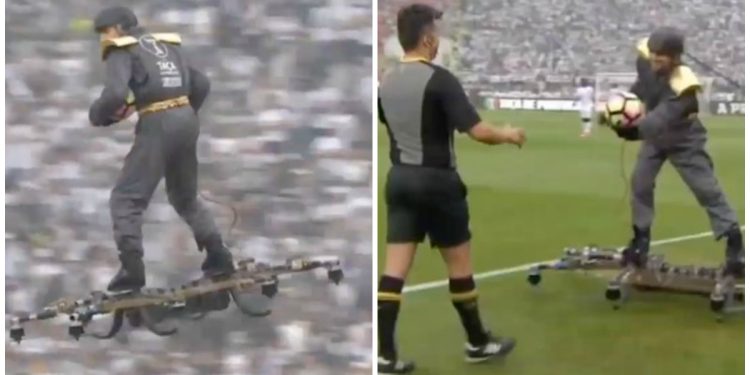 Homem voou num drone para entregar a bola da taça de Portugal