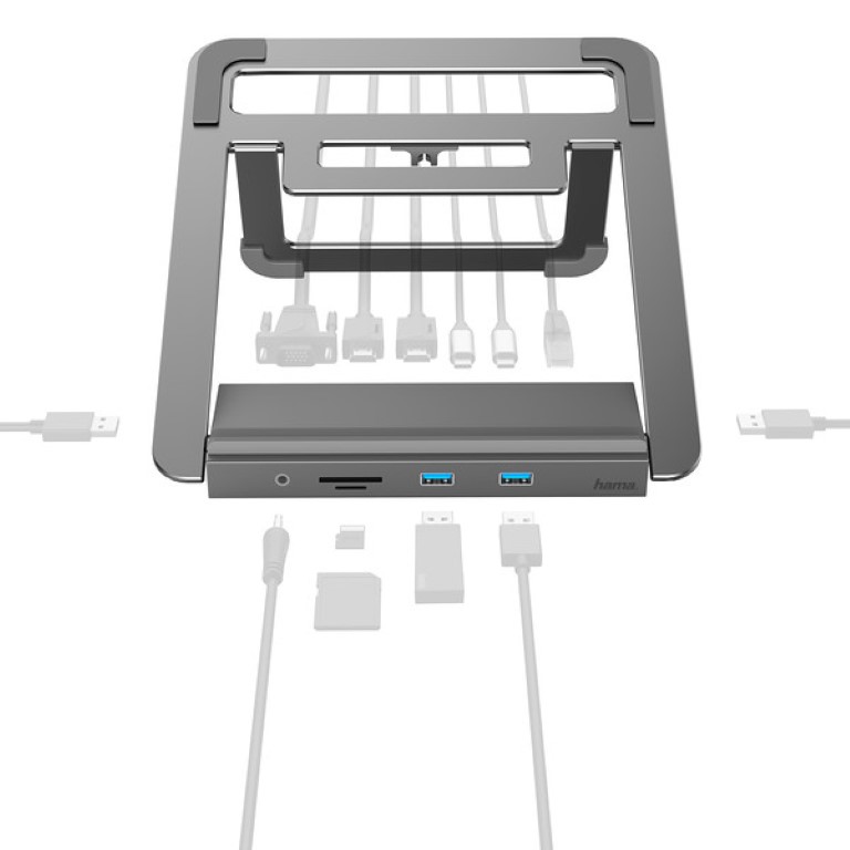 Hama lança docking station com super conectividade 4 Hama 12-in-1 USB-C Docking Station with Notebook Stand
