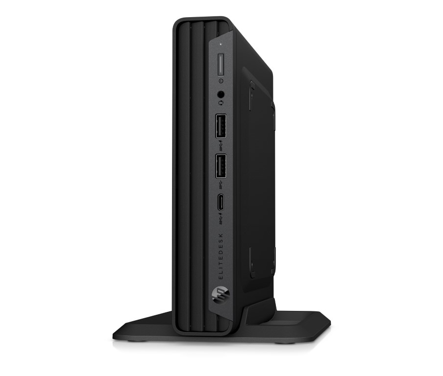HP EliteOne 800 G8 All-in-One é uma central de conferências virtuais para casa e escritório 4 HP EliteDesk 800 G8 Desktop Mini PC Vertical Front Left