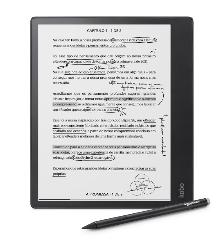 O eReader KOBO Elipsa 2E promete ser a ferramenta ideal para quem trabalha e anota textos 2 KOBO Elipsa 2E