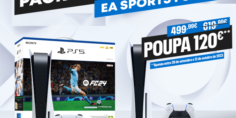 Pack consola PS5 - EA SPORTS FC 24 já está disponível para reserva com um desconto temporário de 120€ 1 Pack consola PS5 – EA SPORTS FC 24 já está disponível para reserva com um desconto temporário de 120€