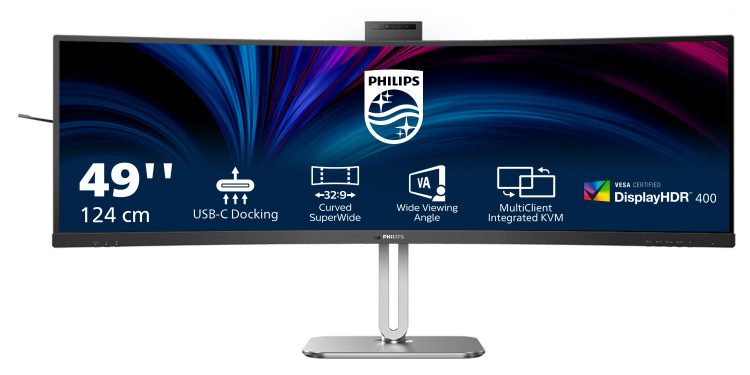 Novo monitor Philips 49B2U5900CH com Busylight e Windows Hello