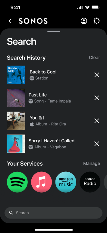 Sonos App Search Results Dark
