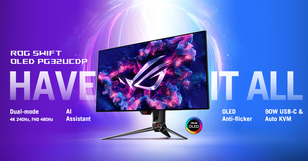 Asus lança monitor gaming Swift OLED PG32UCDP