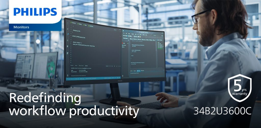 Philips 34B2U3600C: monitor curvo de 34" com 5 anos de garantia 4 Esta imagem tem um texto alternativo em branco, o nome da imagem é IMG-3-34B2U3600C-1024x502.jpg