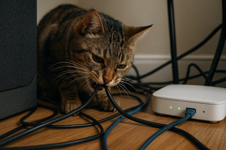 Como impedir que os gatos destruam os cabos eléctricos e outros? 2 gatos cabos 1
