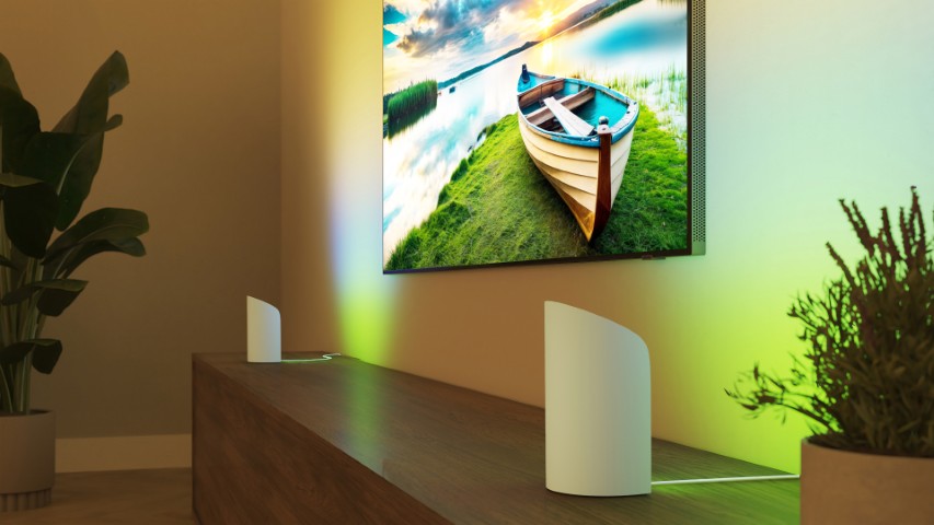 Philips Hue Play Wall Washer: iluminação imersiva com IA 3 hue play wall washer architectural side white