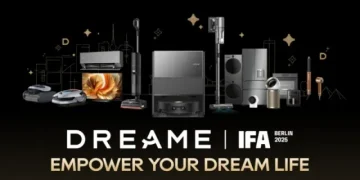 Dreame Matrix10 Ultra com doca de troca automática de mopas na IFA 2025”; “Máquina de lavar loiça integrada Dreame DZ60 Pro – painel oculto”; “Secador Dreame Miracle Pro com atomização de essência e luz vermelha”; “Roboticmower Dreame A3 AWD em declive, corte junto à orla”; “Purificador Dreame AirPursue PM10 com ecrã LCD de qualidade do ar