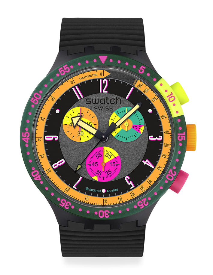 Swatch NEON 2025 ressuscitam os Anos 80 e 90 6 SWATCH NEON SEPPIA sa02 SB06B102 160 euros