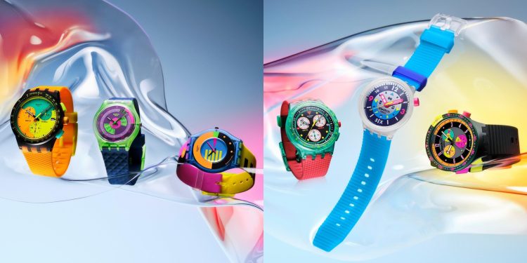 Swatch NEON 2025 ressuscitam os Anos 80 e 90 1 Colecção Swatch NEON 2025 com seis relógios néon inspirados nos anos 80 e 90