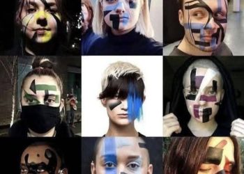 Rosto com maquilhagem disruptiva a confundir pontos de reconhecimento facial