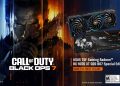 Placa gráfica ASUS TUF Gaming Radeon RX 9070 XT Call of Duty Black Ops 7 Edition com design em preto e detalhes em laranja.