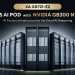 Sistema ASUS XA GB721-E2 com GPUs NVIDIA Blackwell Ultra instalado em rack de 48U com arrefecimento líquido.
