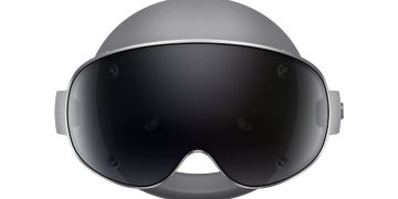 Samsung Galaxy XR headset em design futurista, com acabamento metálico e lentes duplas.