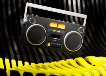 We Are Rewind GB-001 boombox em estilo retro com mostradores VU luminosos