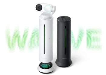 Insta360 Wave – microfone de conferência inteligente com IA, captação 360 e tradução automática em tempo real.