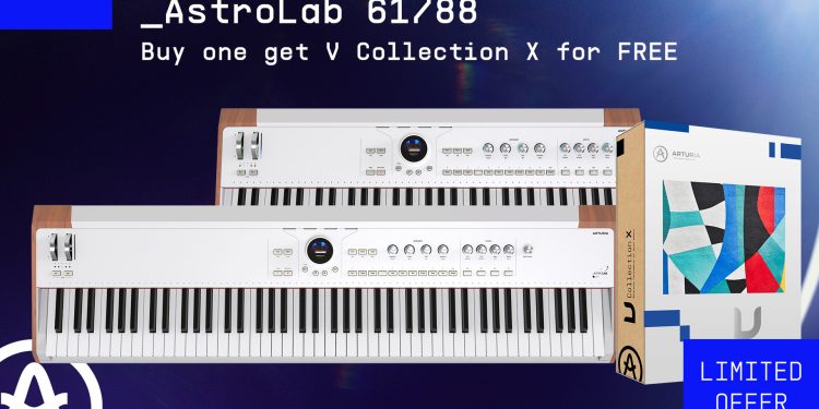 Arturia AstroLab 88 num estúdio moderno com interface da V Collection X