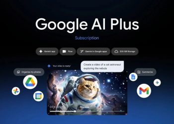 Interface do Google AI Plus com ferramentas de inteligência artificial Gemini, Veo 3 e 200GB de armazenamento em nuvem disponíveis em Portugal Etiquetas: Google AI Plus, Gemini, Port