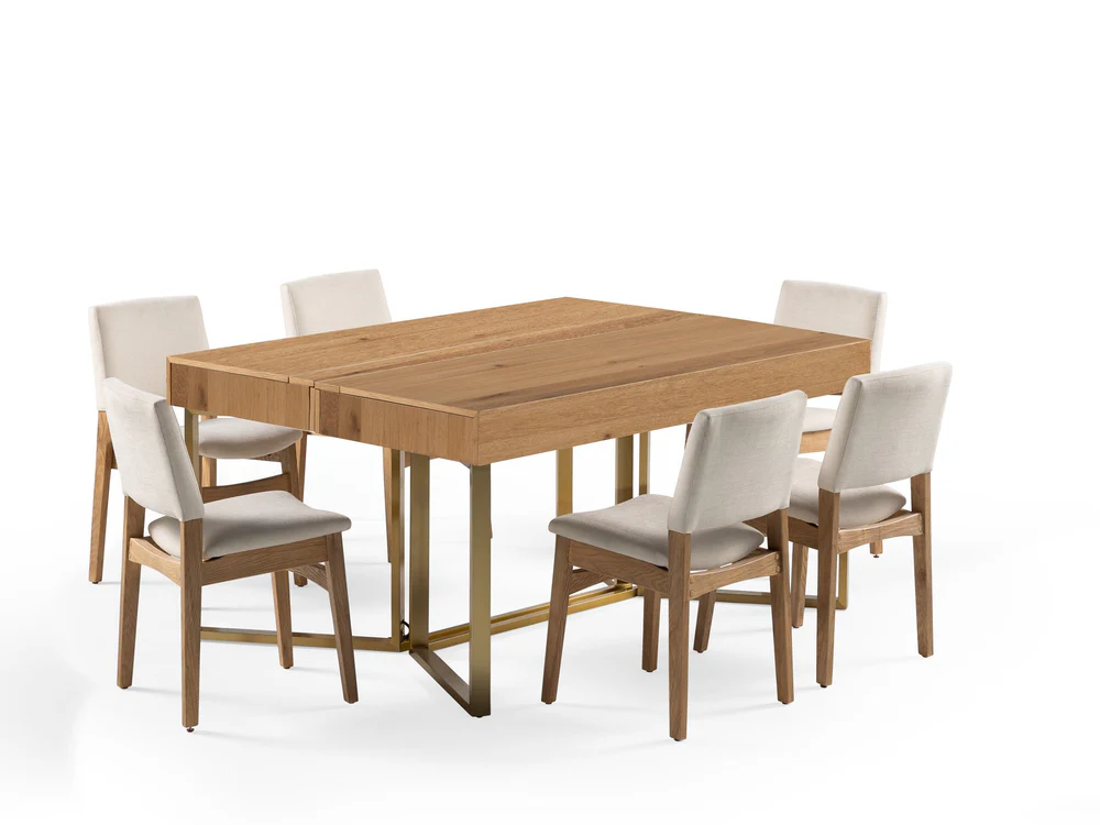 Transformer table to desk scandinavian oak 2 desks closed 6 chairs WB