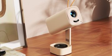 Projetor portátil Yaber T1 Pro Portable Cinema Projector com suporte giratório e som integrado