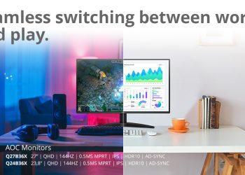 Monitores AOC Q24B36X e Q27B36X QHD IPS 144 Hz para trabalho e entretenimento