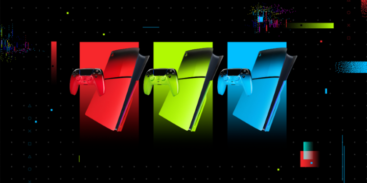 Coleção HYPERPOP da PlayStation com comandos DualSense e tampas PS5