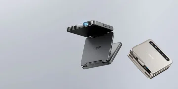 Aurzen ZIP mini projector dobrável tri-fold em modo portátil