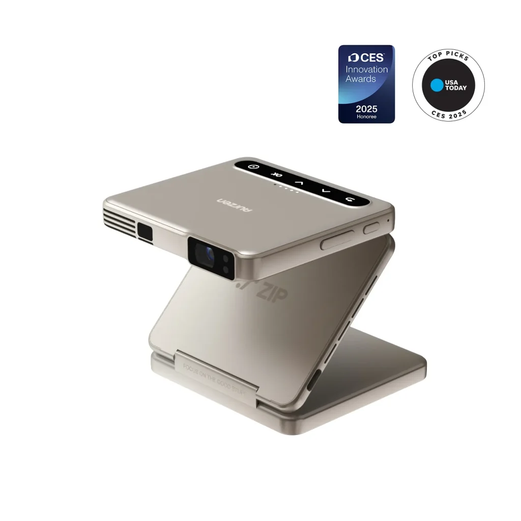 Aurzen ZIP: o projector de bolso que cabe na mão 4 Aurzen ZIP Tri Fold Portable Projector Titanium Gold