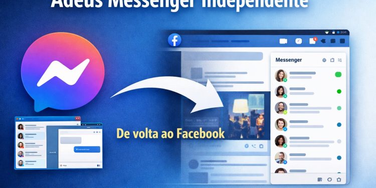 Interface do Messenger integrada no Facebook após fim do site messenger.com