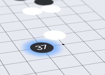 Tabuleiro de Go com pedras pretas e brancas, representando o jogo onde o AlphaGo derrotou Lee Se-dol em 2016