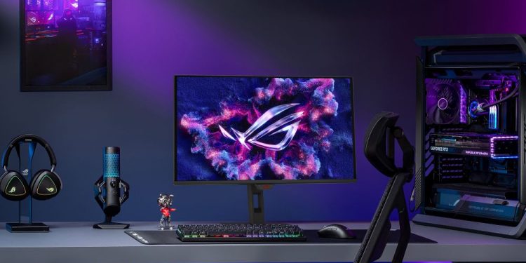 monitor gaming ROG Strix OLED XG27AQDMG Gen2 de 27 polegadas com painel OLED e iluminação RGB