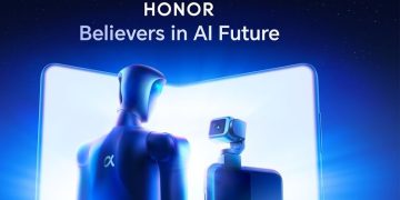 HONOR Robot Phone com sistema de gimbal robótico visível, apresentado no MWC 2026 em Barcelona