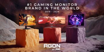 monitor gaming AGON by AOC com imagem fluida e cores vibrantes OLED