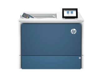 impressora HP LaserJet moderna com painel digital e interface inteligente