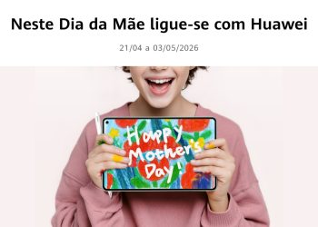 produtos Huawei para o Dia da Mãe incluindo smartwatch, earbuds e smartphone