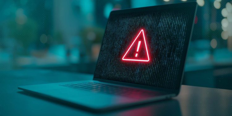 email falso de violação de dados com aviso urgente no ecrã