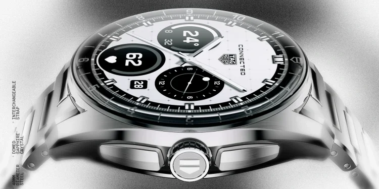 smartwatch Fórmula 1 com ecrã AMOLED a mostrar circuito de corrida