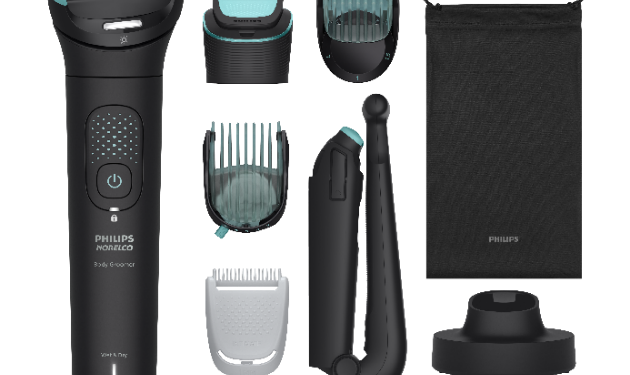 Philips Série 7000, Série 9000 e OneBlade 360 apresentados como soluções de cuidado masculino para barba, cabelo e corpo.
