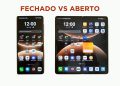 Huawei Mate X7 aberto em modo tablet com ecrã interior dobrado visível