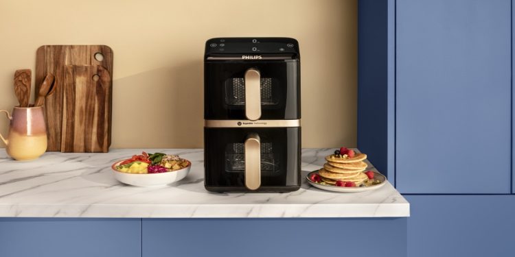 Airfryer Philips Vertical Duo Série 4000 com dois cestos verticais