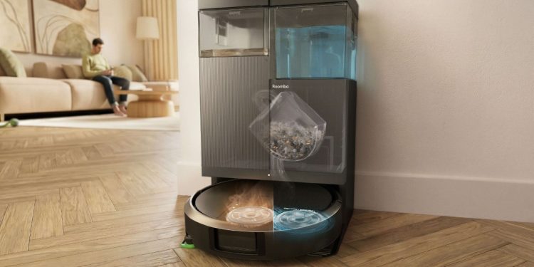 iRobot antecipa limpeza livre de esforço humano 1 Robot aspirador inteligente iRobot Roomba Combo 415 Plus com base AutoWash em ambiente doméstico moderno