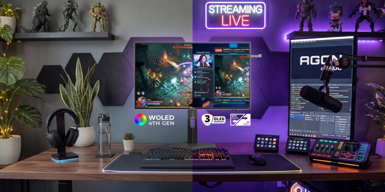 AGON PRO AGP277QKDC estreia a série AGON 7 com 720 Hz 1 Monitor AGON PRO AGP277QKDC com painel Tandem WOLED e design sem molduras, preparado para gaming competitivo.
