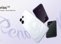 Smartphone OPPO Reno16 com design 3D Pop Planet e módulo fotográfico traseiro em destaque.