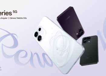 Smartphone OPPO Reno16 com design 3D Pop Planet e módulo fotográfico traseiro em destaque.